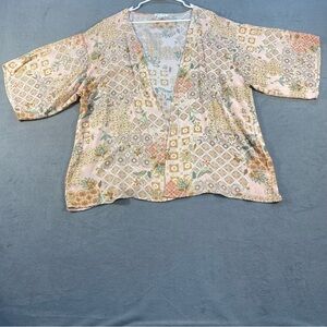 Miley + Molley Women’s light pink Floral Open front Kimono Sleeve Top, one size